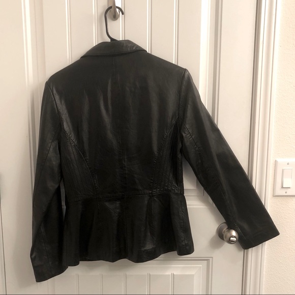Black Leather Blazer 100% Genuine Leather Size M - Picture 2 of 11